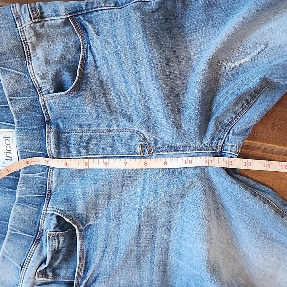 Tricot Womens High Waist Flair Leg Raw Hem Denim Blue Jeans Size Medium - Picture 7 of 13